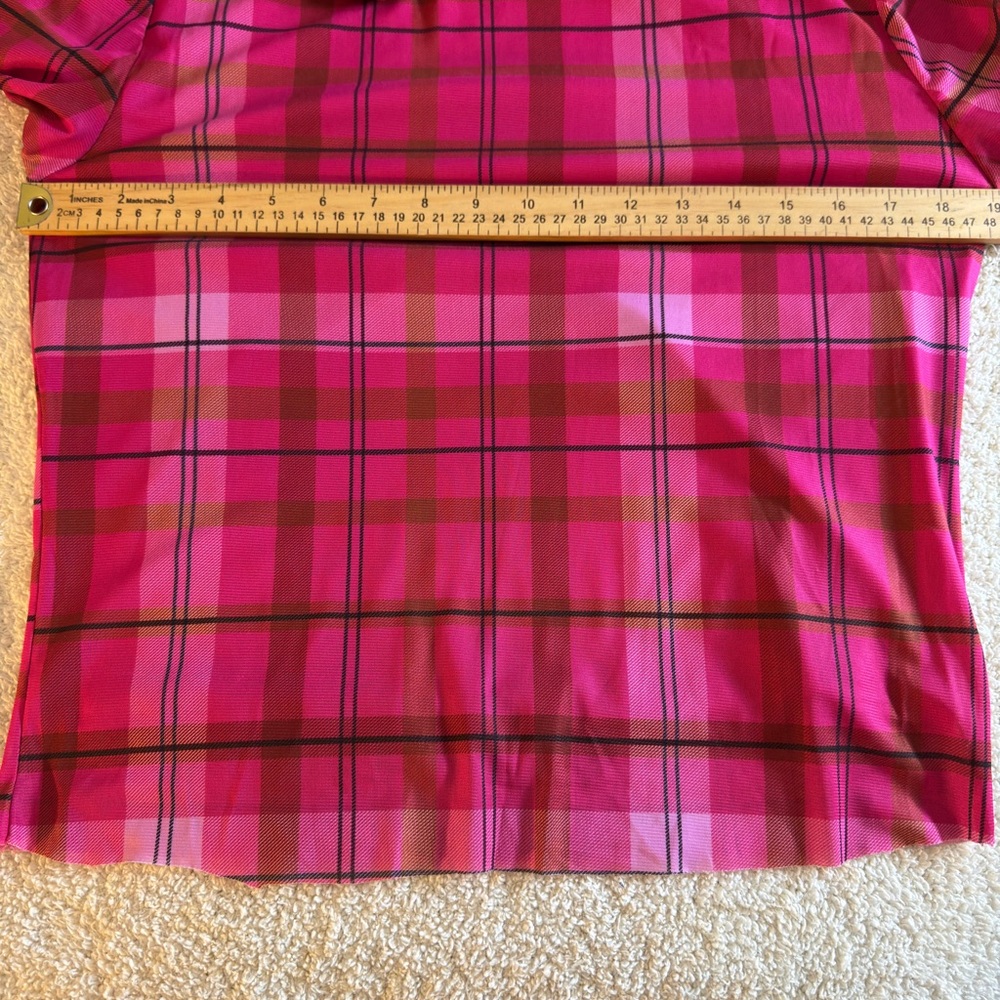 Chelsea and Violet Top Womens Sz XL plaid mesh chiffon cheer mock turtleneck New - Picture 6 of 13